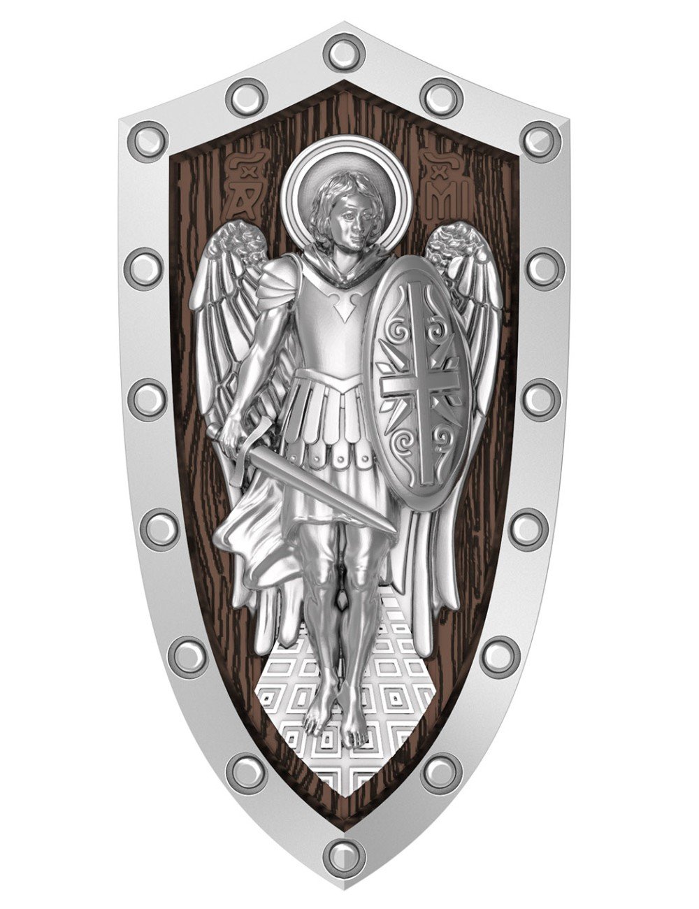 Образок из белого золота c эбеновым деревом