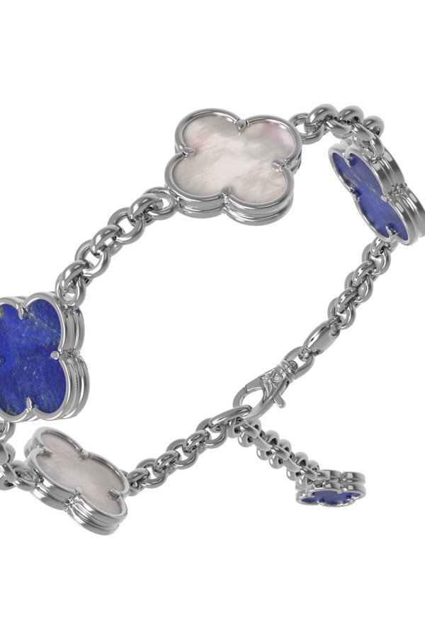Браслет из белого золота c лазуритом и перламутром