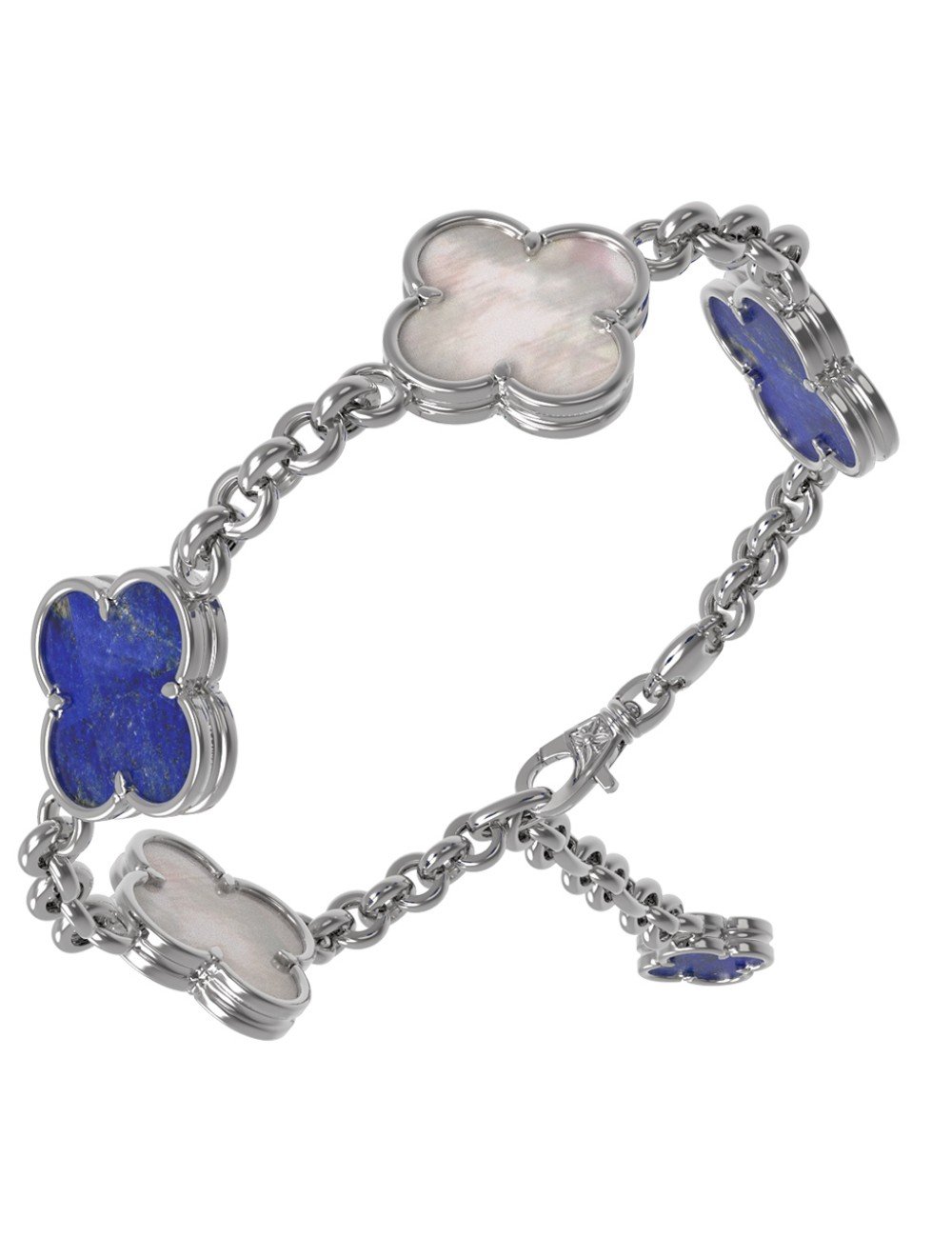 Браслет из белого золота c лазуритом и перламутром