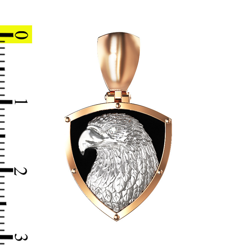 Подвеска из красного золота 585 пробы c бриллиантами и ониксом