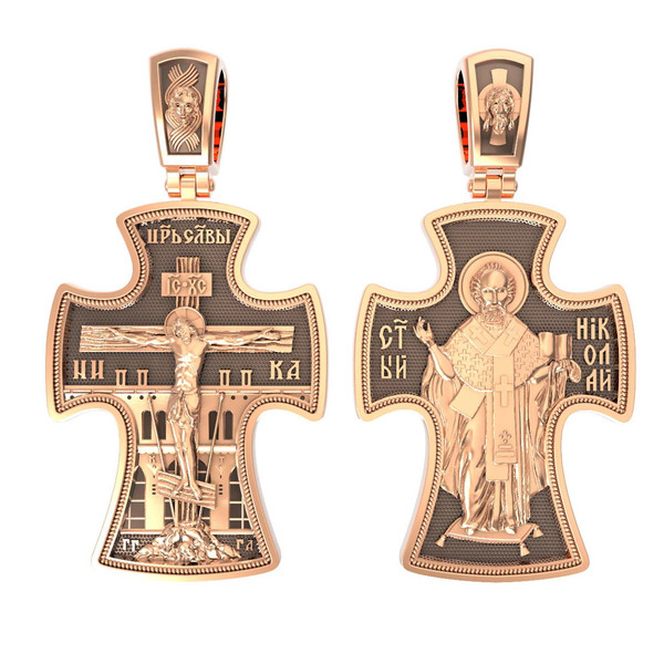 Крест из красного золота 585 пробы