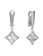 Серьги из белого золота c бриллиантами и перламутром