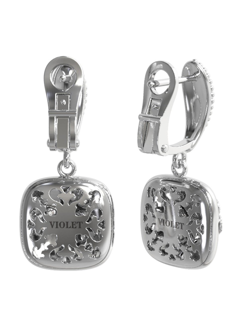 Серьги из белого золота c бриллиантами и ониксом