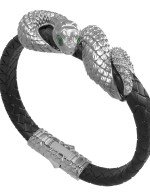 Браслет из белого золота c бриллиантами, изумрудом и шнурком