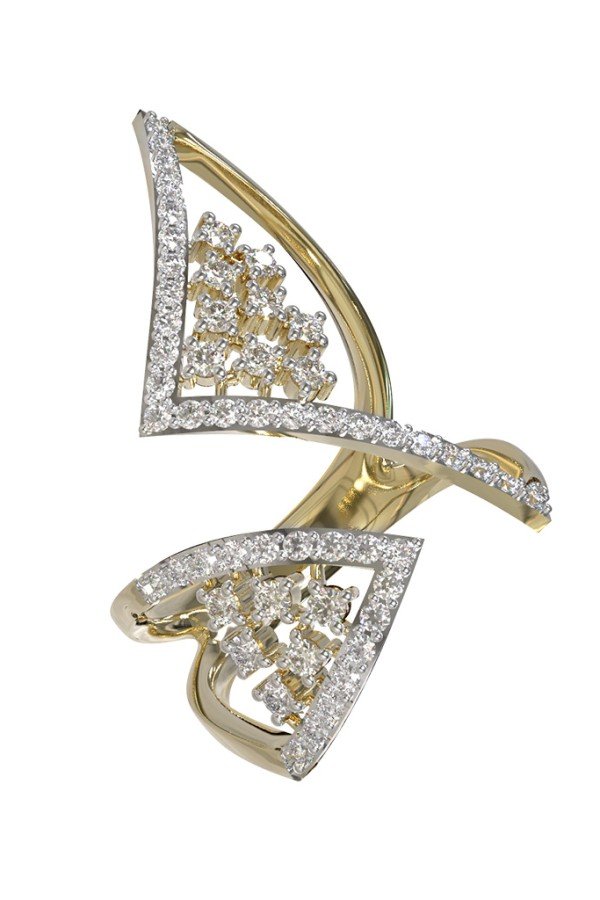 Кольцо из лимонного золота c бриллиантами