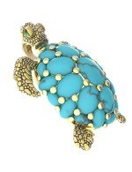 Брошь из лимонного золота c эмалью и бирюзой