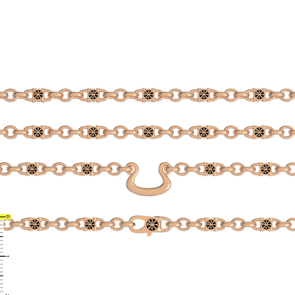 Цепь из красного золота 585 пробы c эмалью