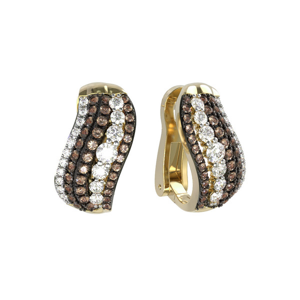 Серьги из лимонного золота 585 пробы c бриллиантами