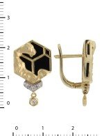 Серьги из лимонного золота c бриллиантами и ониксом