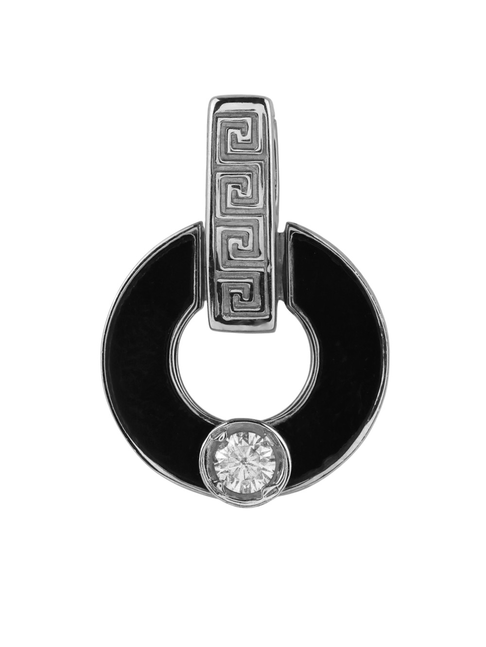 Подвеска из белого золота 585 пробы c бриллиантами и ониксом