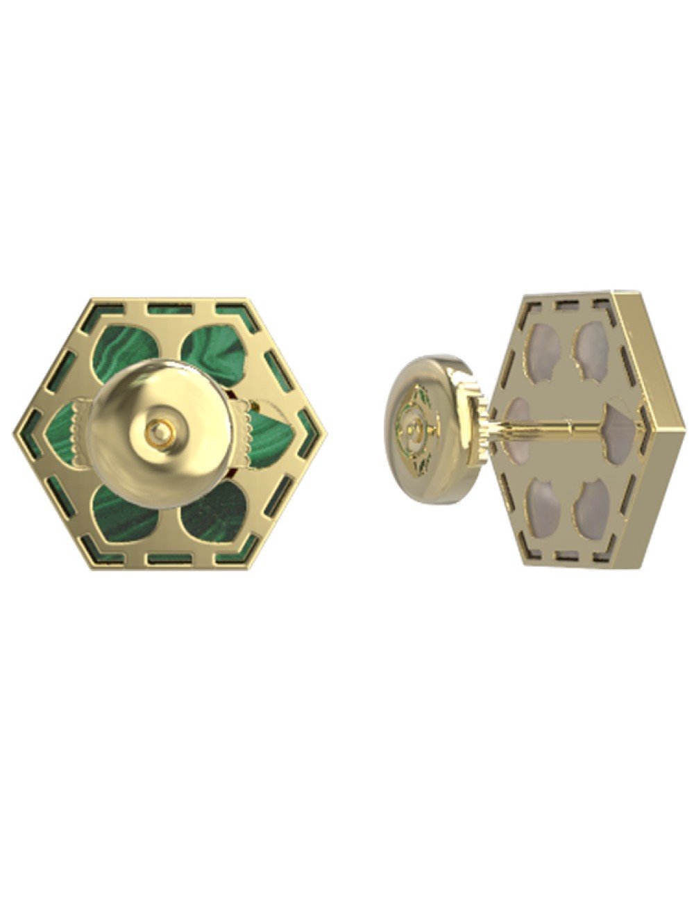 Серьги из лимонного золота c малахитом и перламутром