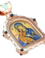 Образок из золота c эмалью, иконописью и темперой