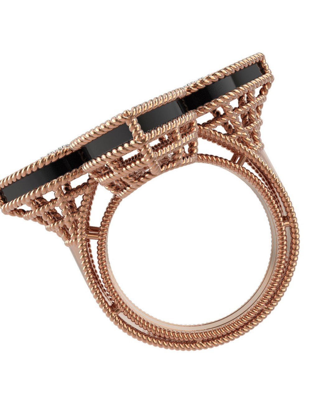 Кольцо из золота c бриллиантами и ониксом