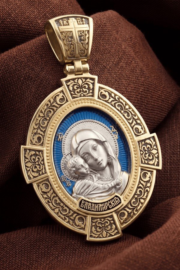 Образок из лимонного золота c эмалью