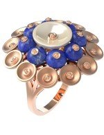 Кольцо из золота c лазуритом и перламутром