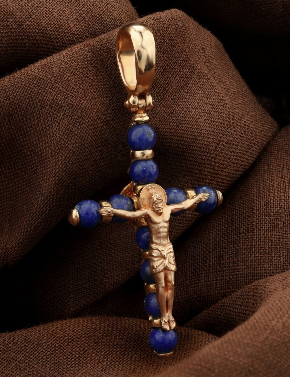 Крест из золота c лазуритом