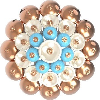 Подвеска из золота c бирюзой и перламутром