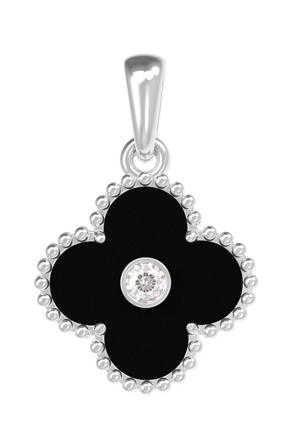 Подвеска из белого золота c бриллиантами и ониксом