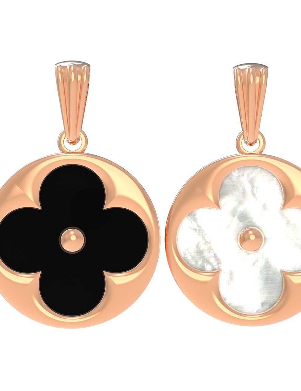 Подвеска из золота c ониксом и перламутром