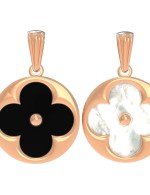 Подвеска из золота c ониксом и перламутром