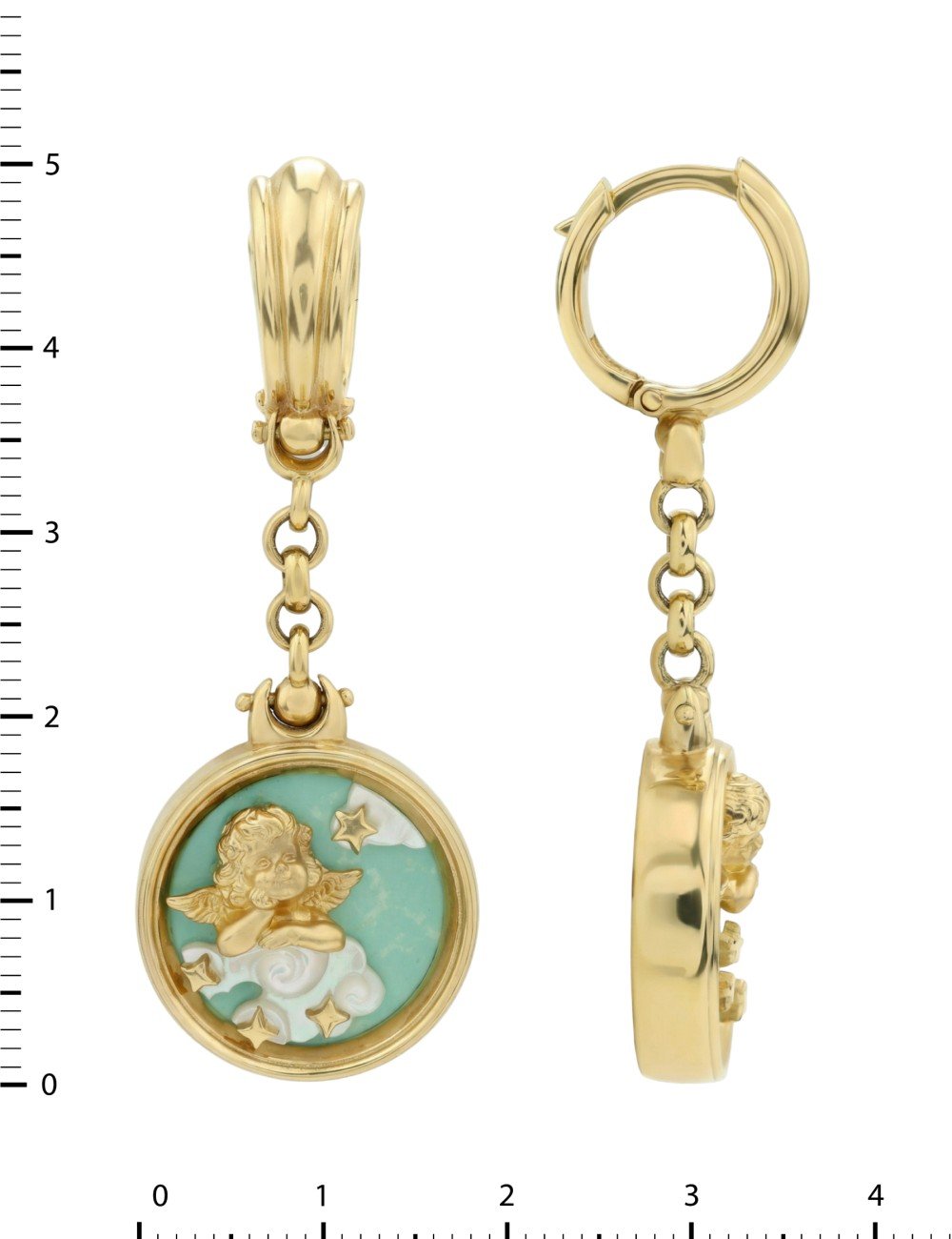 Серьги из лимонного золота c бирюзой и перламутром