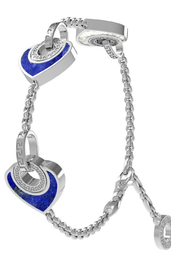 Браслет из белого золота c лазуритом и перламутром