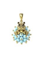Подвеска из лимонного золота c эмалью и бирюзой