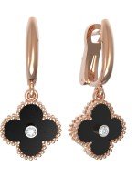 Серьги из золота c бриллиантами и ониксом