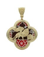 Подвеска из лимонного золота c эмалью и перламутром