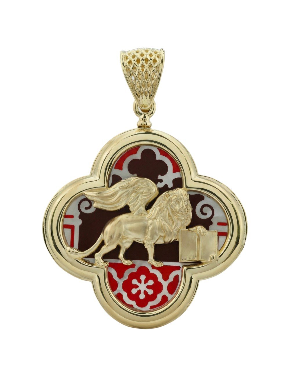 Подвеска из лимонного золота c эмалью и перламутром