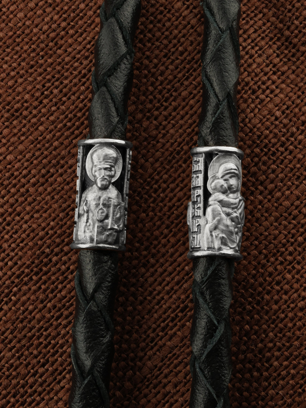 Цепь-шнурок кожа из белого золота 585 пробы c кожаным шнурком