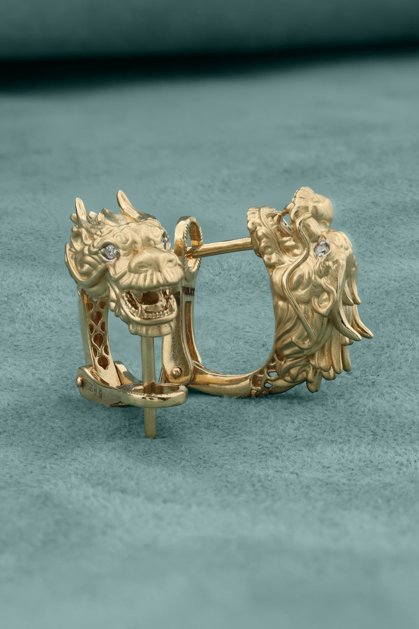 Серьги из красного золота 585 пробы c бриллиантами