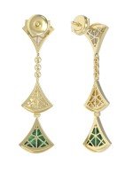 Серьги из лимонного золота c бриллиантами, малахитом и перламутром