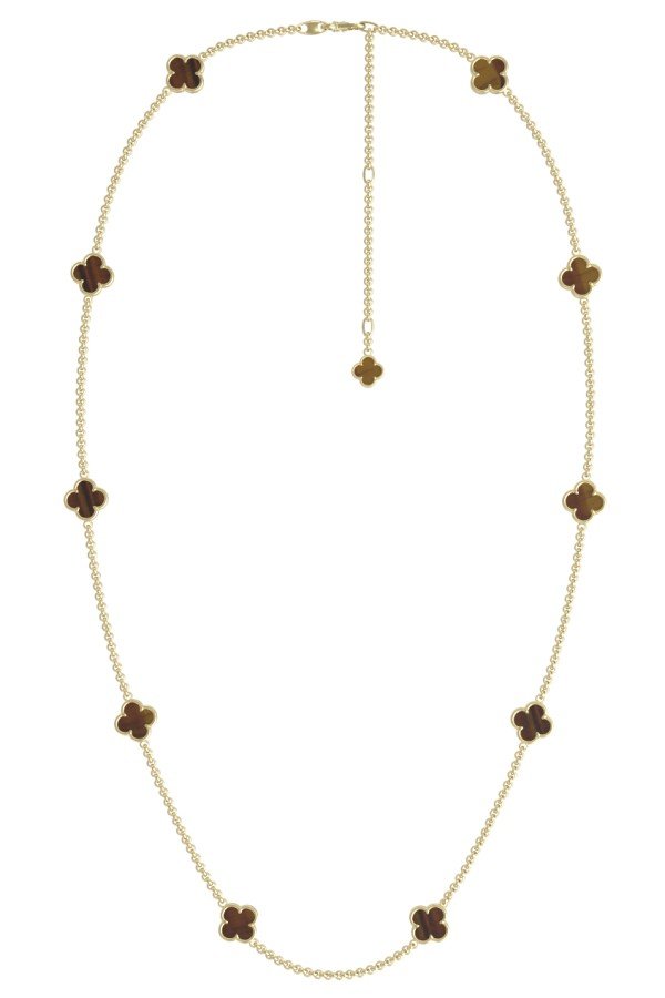 Колье из лимонного золота c тигровым глазом