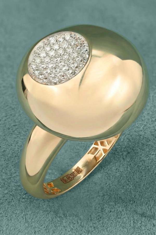 Кольцо из красного золота 585 пробы c бриллиантами