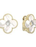 Серьги из лимонного золота c бриллиантами и перламутром