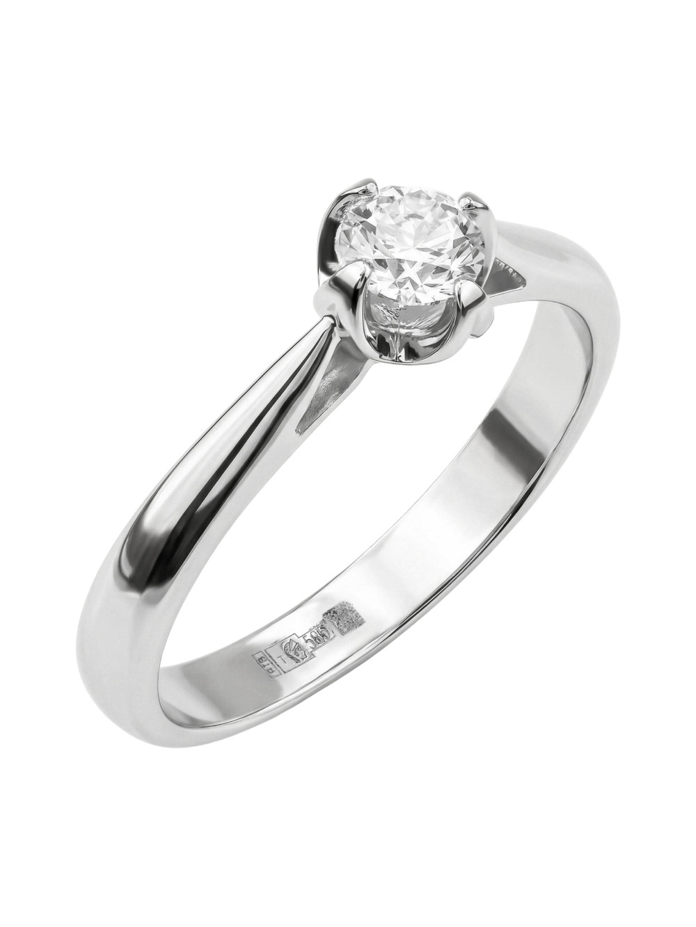 Кольцо из белого золота 585 пробы c бриллиантами