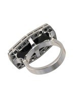 Кольцо из белого золота c бриллиантами, рубином и ониксом