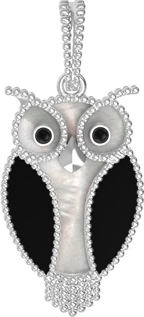 Подвеска из белого золота 585 пробы c эмалью, ониксом и перламутром