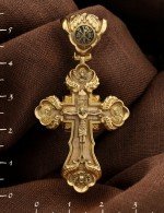 Крест из лимонного золота c деревом груши