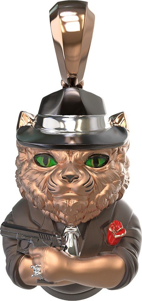 Подвеска из золота c эмалью, бриллиантами и рубином