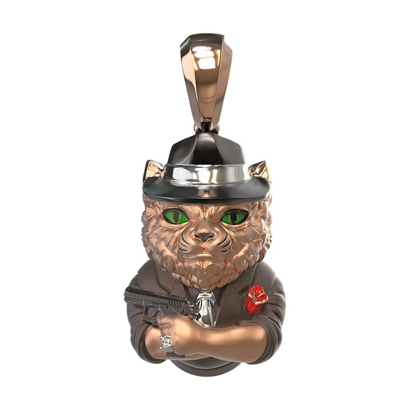 Подвеска из красного золота 585 пробы c эмалью, бриллиантами и рубином