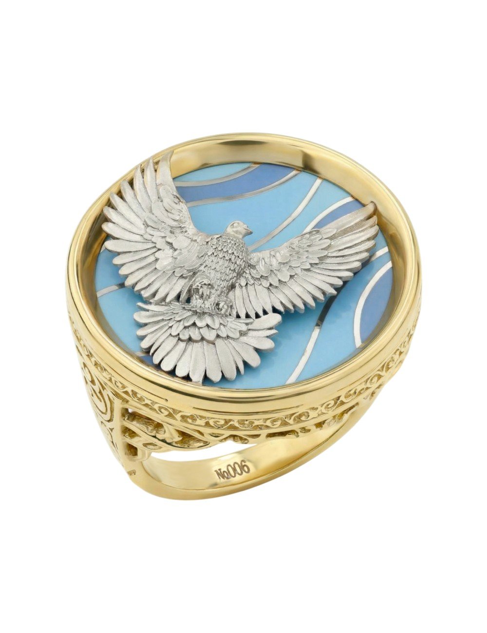 Кольцо из лимонного золота c эмалью