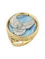 Кольцо из лимонного золота c эмалью