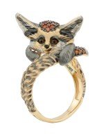 Кольцо из лимонного золота c эмалью и фианитом