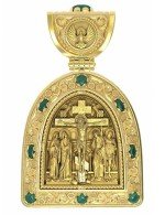 Образок из лимонного золота c эмалью и хризопразом