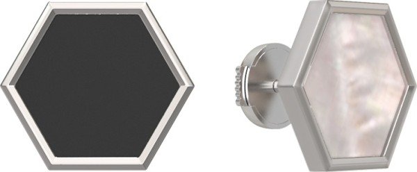 Серьги из белого золота c ониксом и перламутром