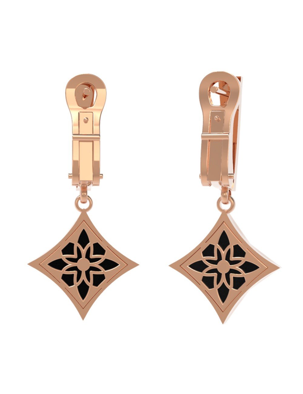 Серьги из золота c бриллиантами и ониксом