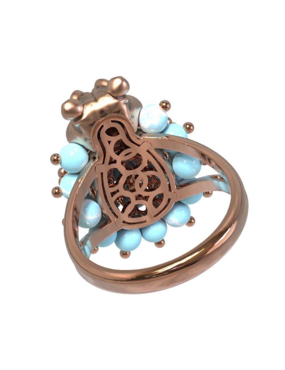 Кольцо из золота c эмалью и бирюзой