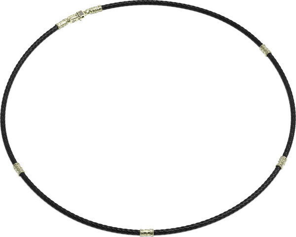 Цепь-шнурок кожа из зелёного золота 585 пробы c кожаным шнурком